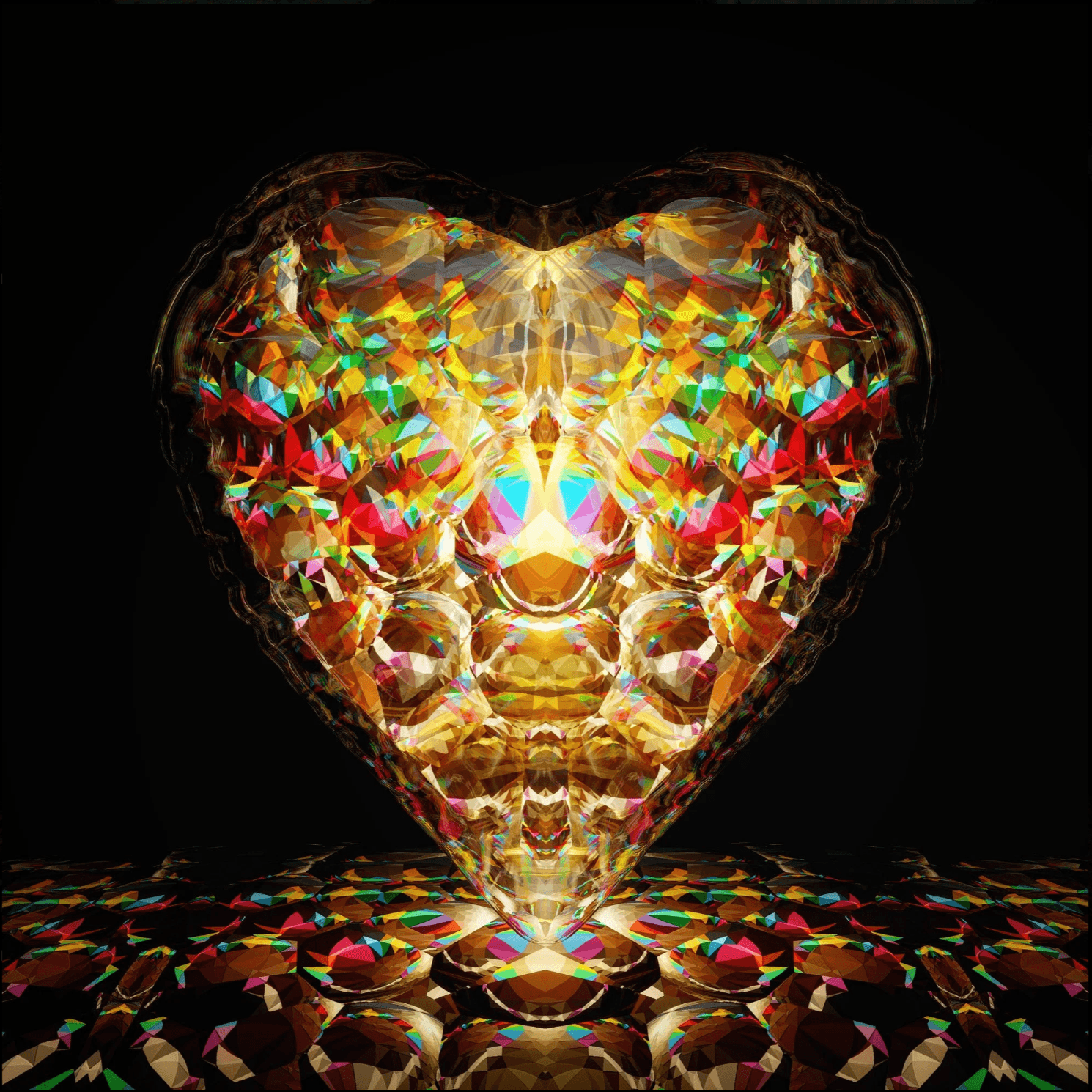 Heart 018 by MUCA - 24" × 24" Chromaluxe metal print - The GOLDEN State Exhibition at The 7 Space